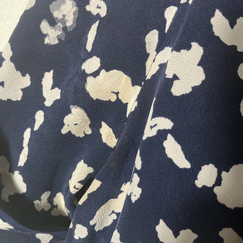 Tanya Taylor Blue Luisa Mixed Print Silk Wrap Dress Floral‎ Short Sleeve Midi 2 - Picture 2 of 5